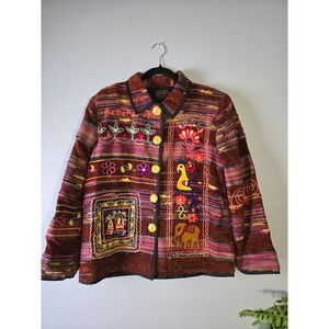 Julia Kim Embroidered Boho Jacket | Silk Blend | Size M